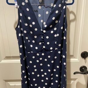 A New Day Blue and White Sleeveless V-Neck Sundress